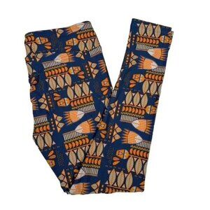 Lularoe soft leggings TC geometric aztec blue and orange, geometric, floral